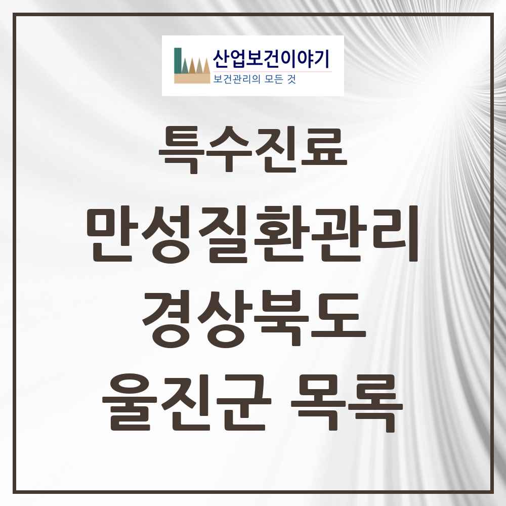 2025 경상북도 울진군 일차의료 만성질환관리 실시기관 의원·병원 목록 1곳