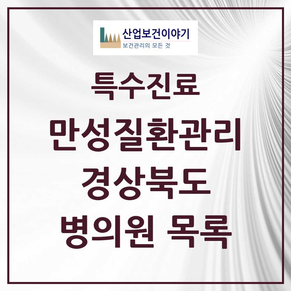 2025 경상북도 일차의료 만성질환관리 실시기관 의원·병원 목록 103곳