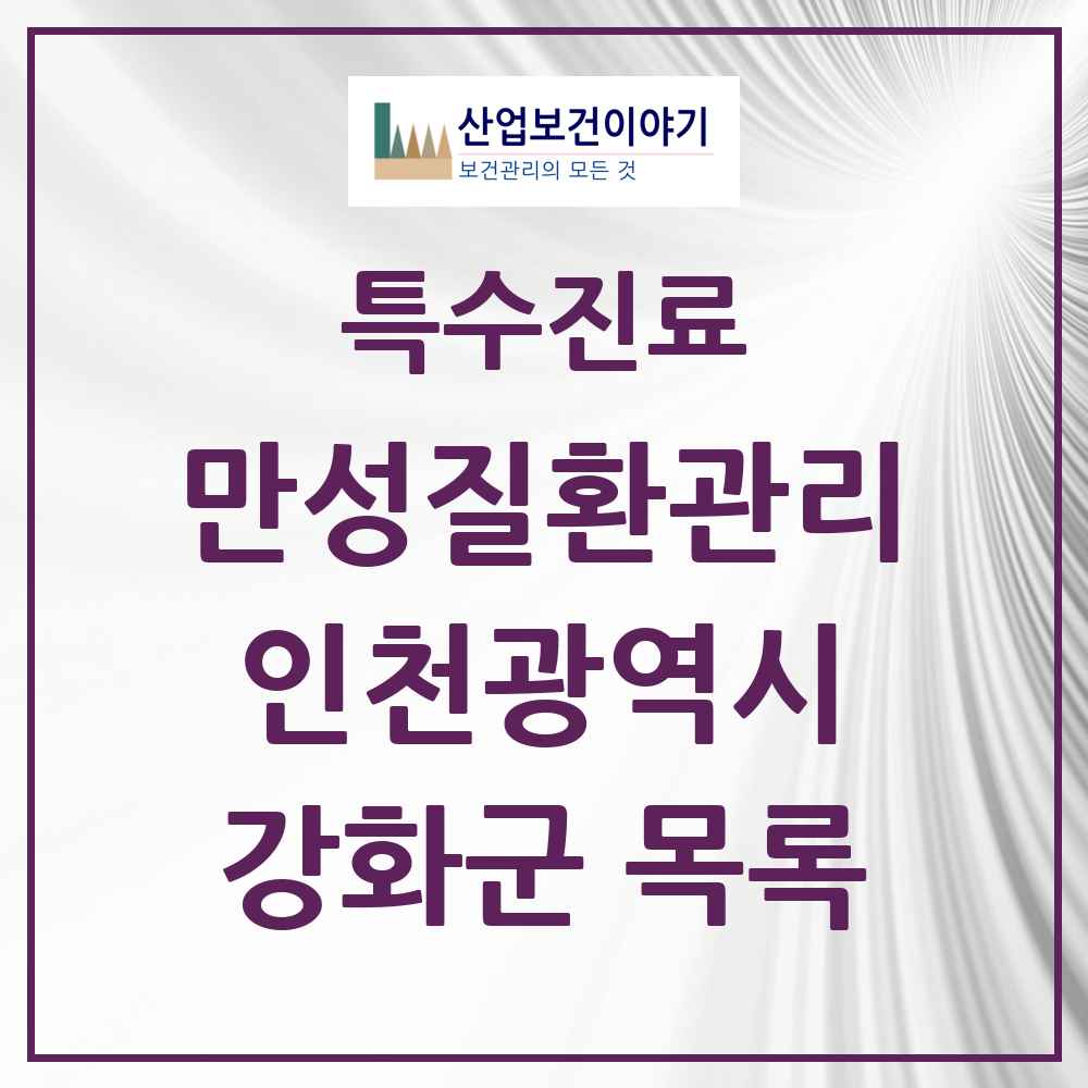 2025 인천광역시 강화군 일차의료 만성질환관리 실시기관 의원·병원 목록 6곳