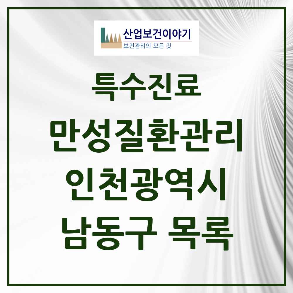 2025 인천광역시 남동구 일차의료 만성질환관리 실시기관 의원·병원 목록 53곳