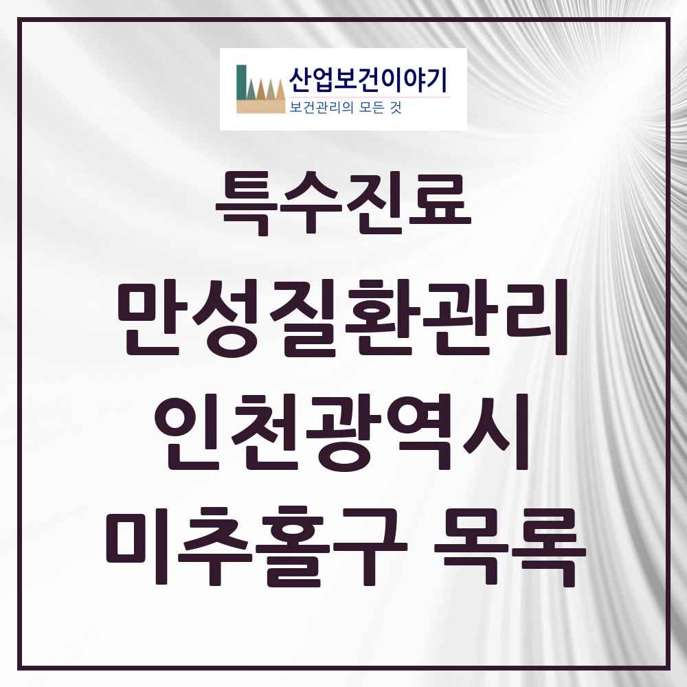 2025 인천광역시 미추홀구 일차의료 만성질환관리 실시기관 의원·병원 목록 53곳