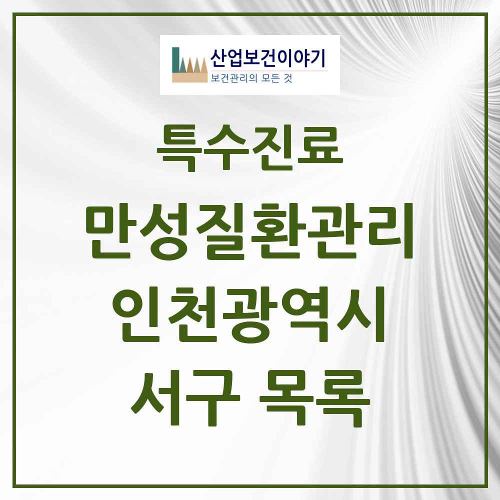 2025 인천광역시 서구 일차의료 만성질환관리 실시기관 의원·병원 목록 54곳
