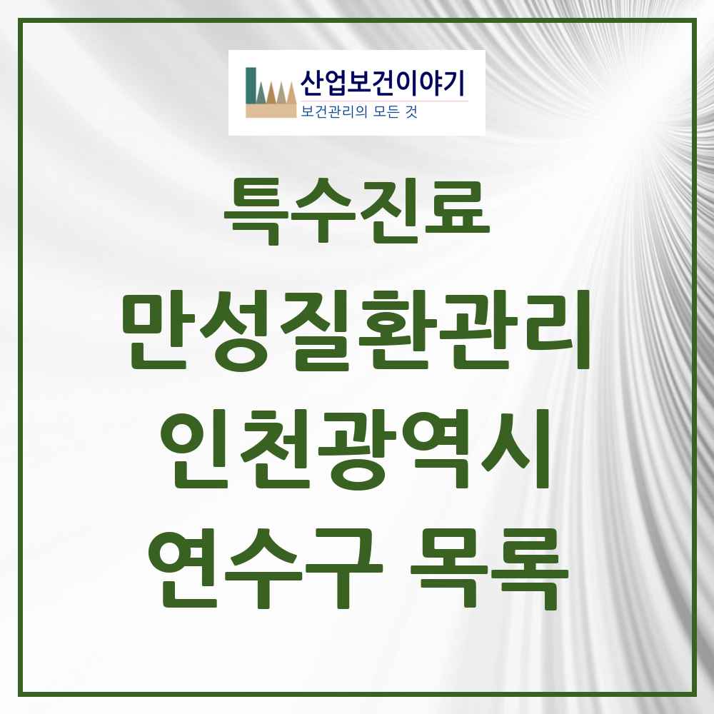2025 인천광역시 연수구 일차의료 만성질환관리 실시기관 의원·병원 목록 37곳