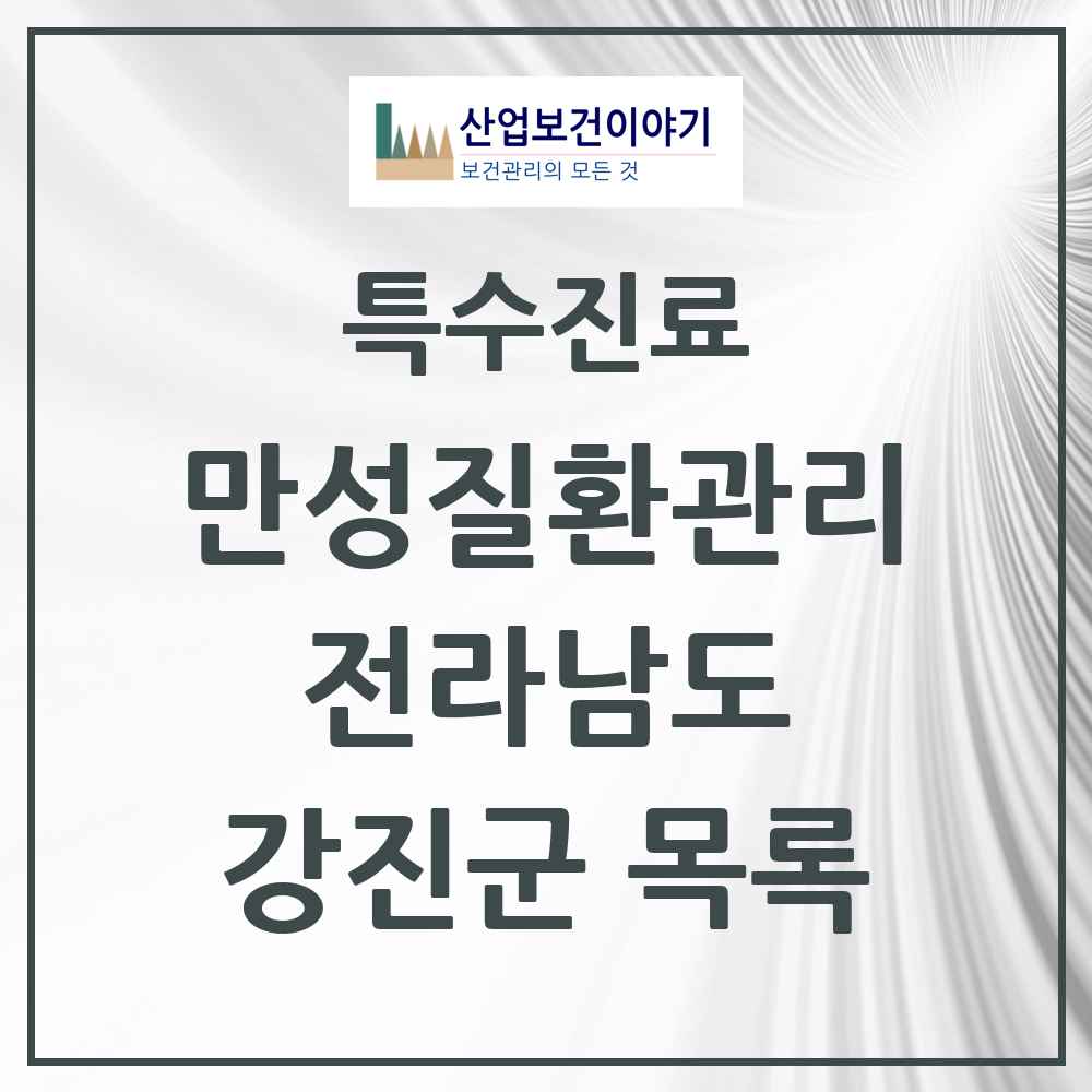 2025 전라남도 강진군 일차의료 만성질환관리 실시기관 의원·병원 목록 3곳