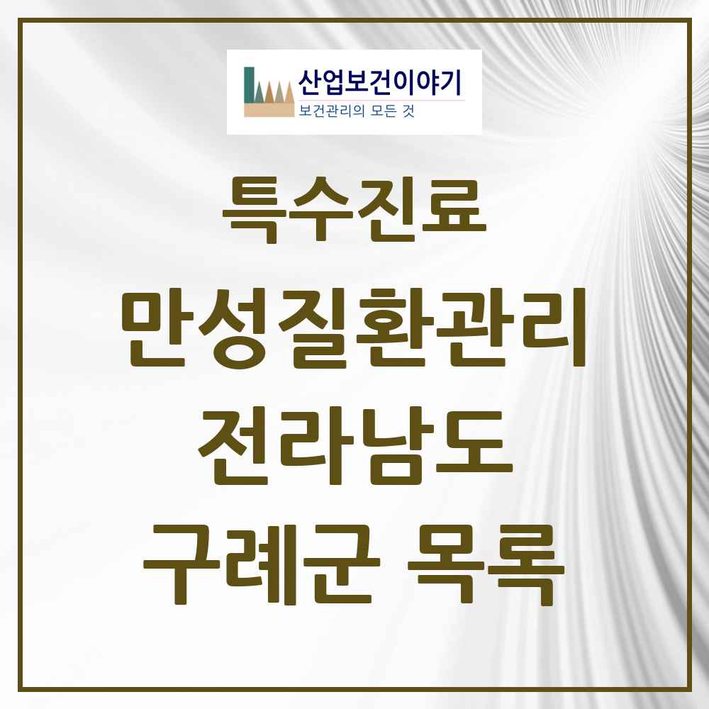 2025 전라남도 구례군 일차의료 만성질환관리 실시기관 의원·병원 목록 1곳