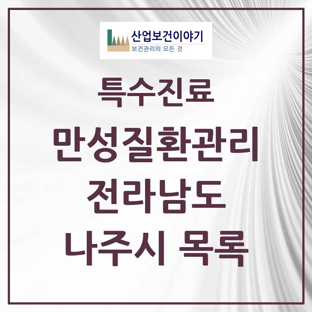 2025 전라남도 나주시 일차의료 만성질환관리 실시기관 의원·병원 목록 8곳