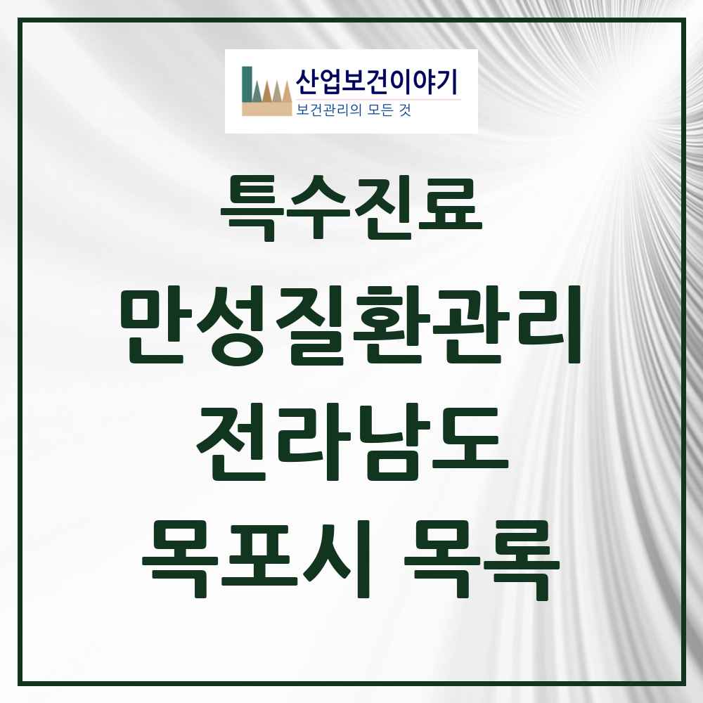 2025 전라남도 목포시 일차의료 만성질환관리 실시기관 의원·병원 목록 14곳