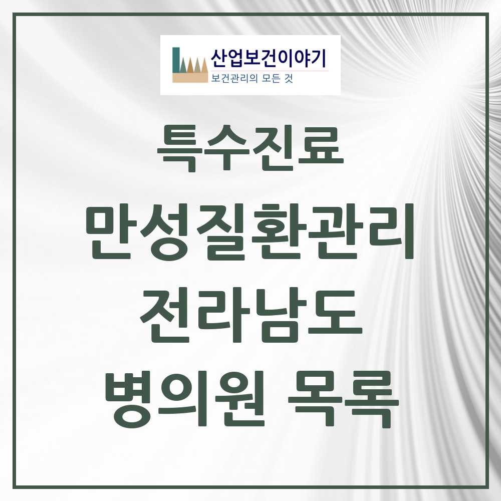 2025 전라남도 일차의료 만성질환관리 실시기관 의원·병원 목록 158곳