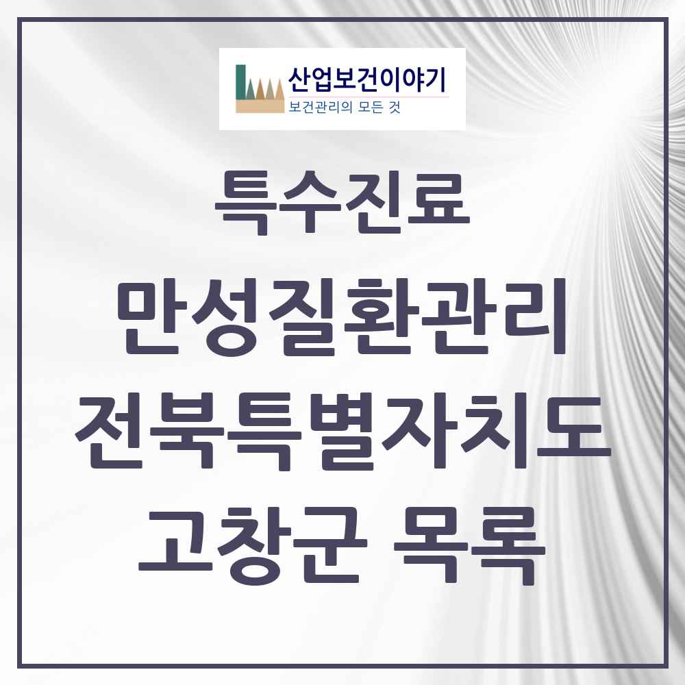 2025 전북특별자치도 고창군 일차의료 만성질환관리 실시기관 의원·병원 목록 3곳