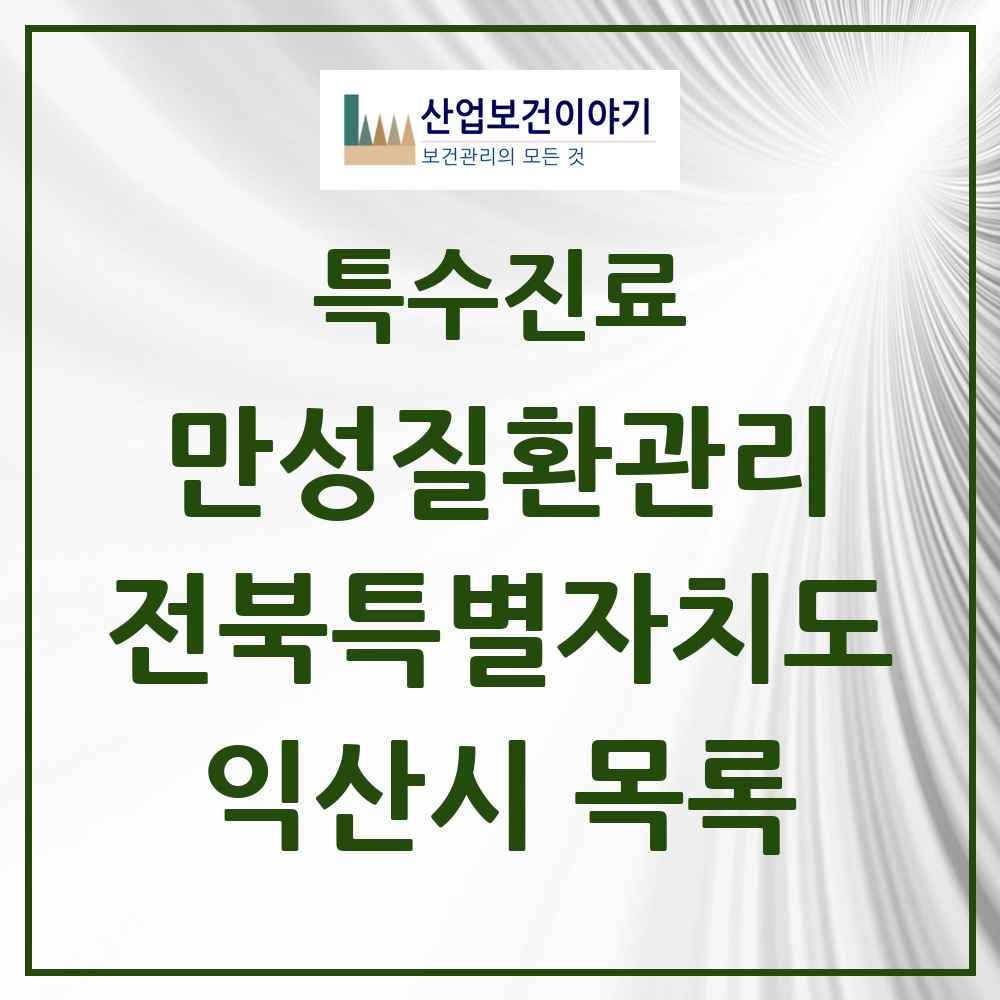 2025 전북특별자치도 익산시 일차의료 만성질환관리 실시기관 의원·병원 목록 36곳