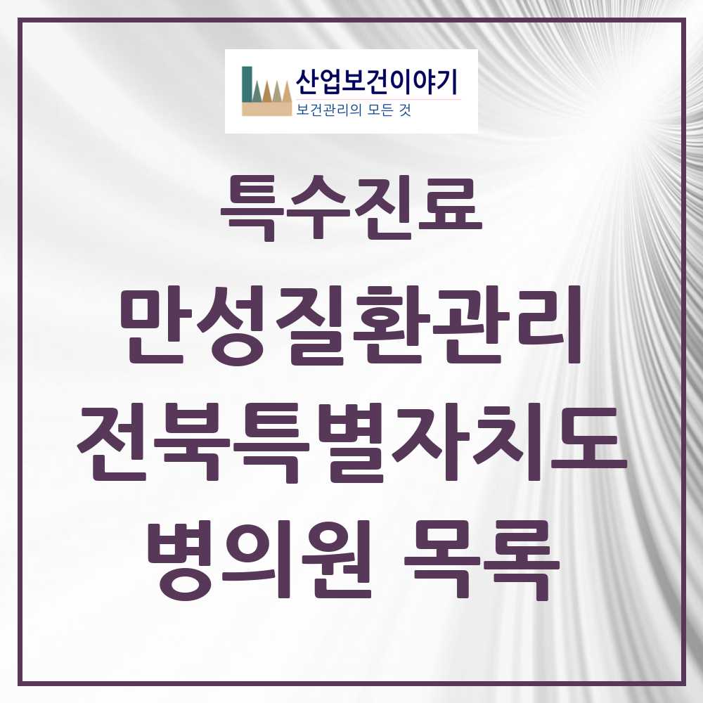 2025 전북특별자치도 일차의료 만성질환관리 실시기관 의원·병원 목록 190곳