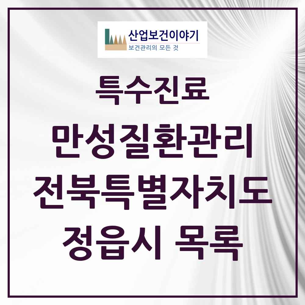 2025 전북특별자치도 정읍시 일차의료 만성질환관리 실시기관 의원·병원 목록 5곳
