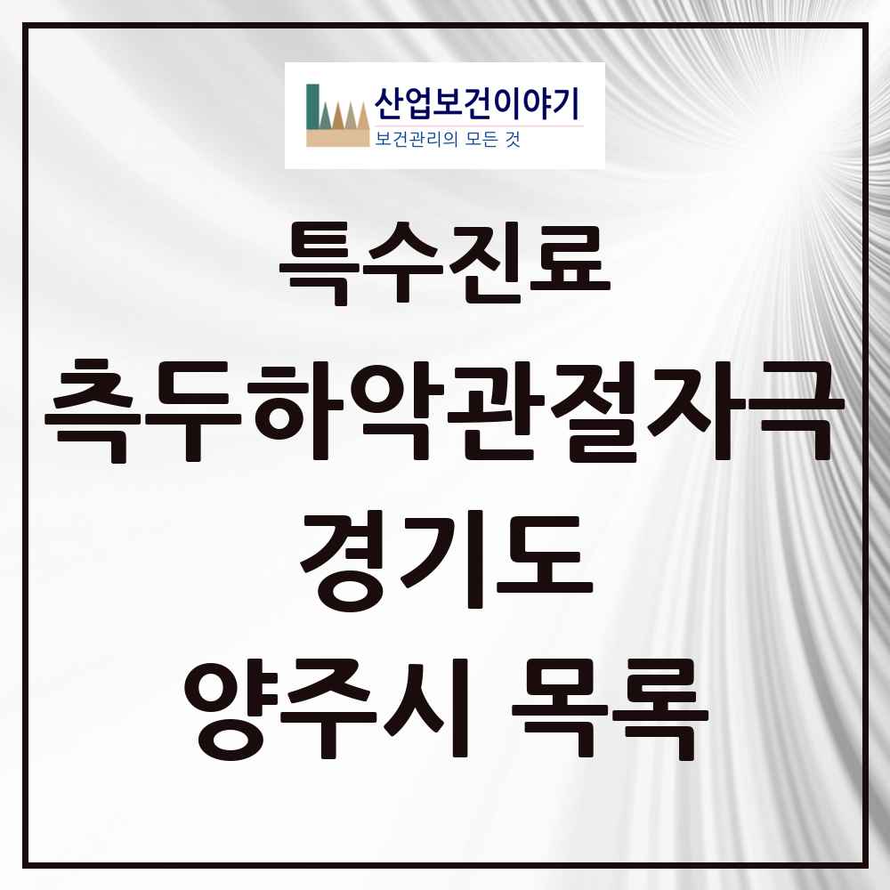 2025 경기도 양주시 측두하악 관절자극요법 실시기관 의원·병원 목록 21곳