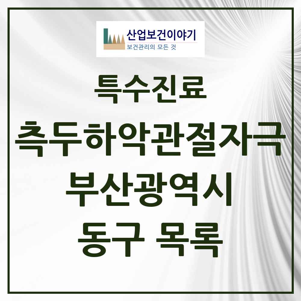 2025 부산광역시 동구 측두하악 관절자극요법 실시기관 의원·병원 목록 9곳