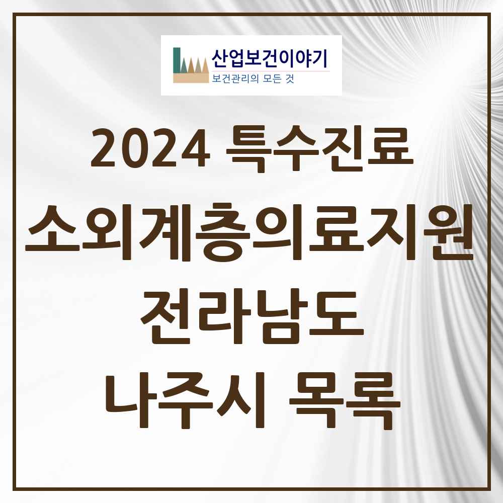 2024 나주시 소외계층 의료서비스지원 사업기관 의원·병원 모음 0곳 | 전라남도 추천 리스트 | 특수진료