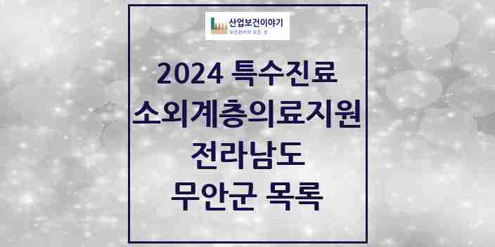 2024 무안군 소외계층 의료서비스지원 사업기관 의원·병원 모음 0곳 | 전라남도 추천 리스트 | 특수진료