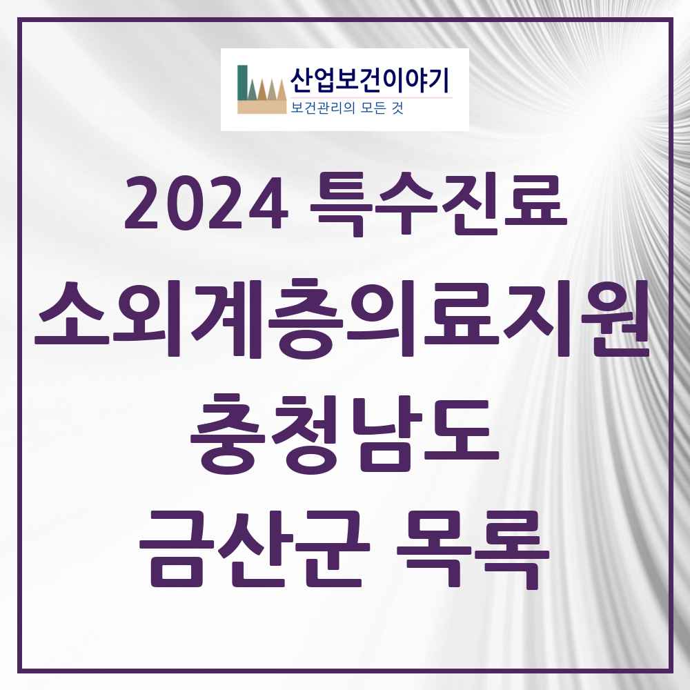 2024 금산군 소외계층 의료서비스지원 사업기관 의원·병원 모음 0곳 | 충청남도 추천 리스트 | 특수진료