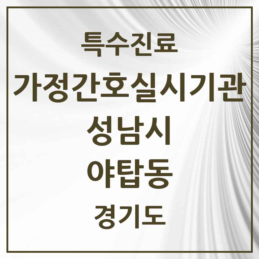 2025 경기도 성남시 야탑동 가정간호 실시기관 의원·병원 목록 1곳
