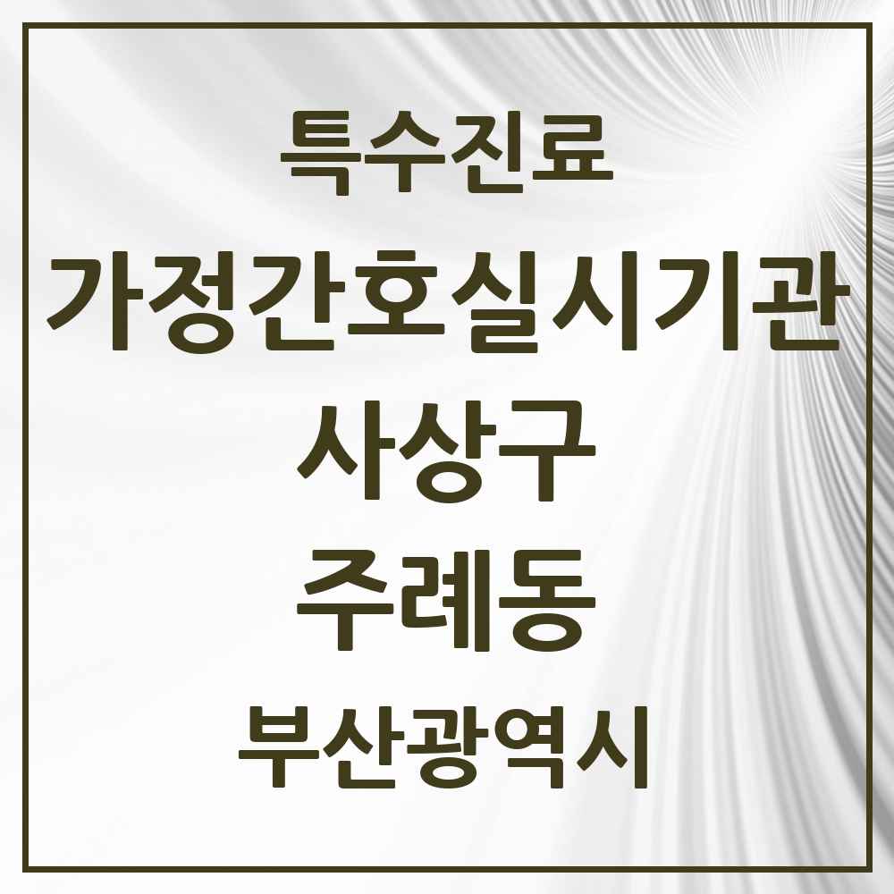 2025 부산광역시 사상구 주례동 가정간호 실시기관 의원·병원 목록 1곳