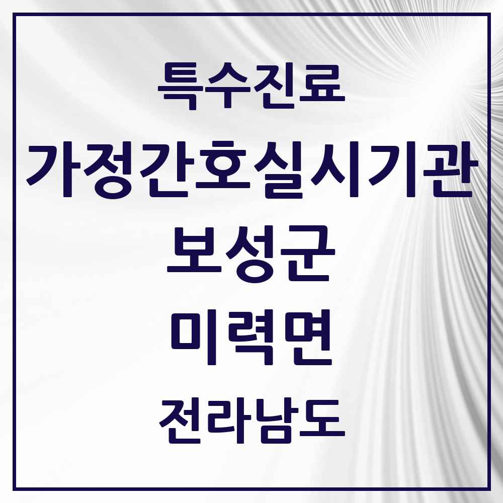 2025 전라남도 보성군 미력면 가정간호 실시기관 의원·병원 목록 1곳
