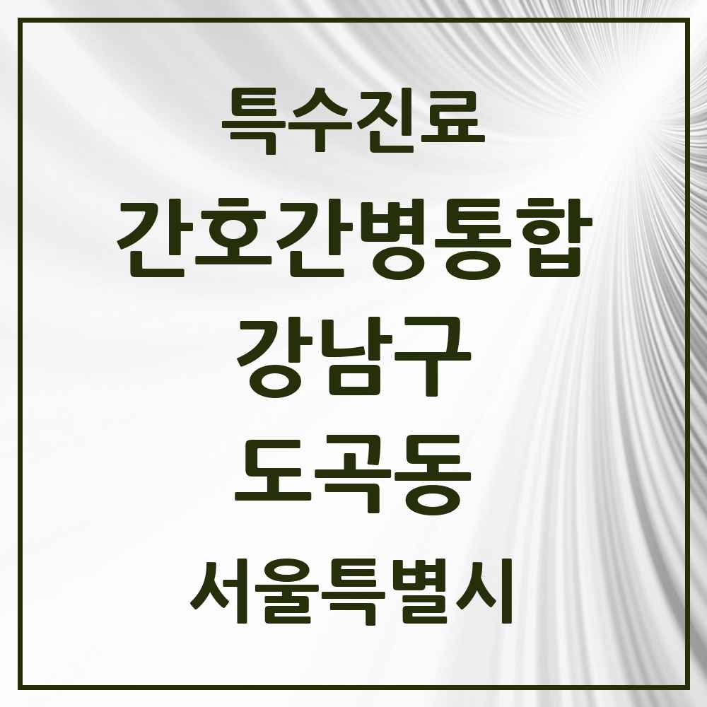 2025 서울특별시 강남구 도곡동 간호간병통합서비스 제공기관 의원·병원 목록 3곳