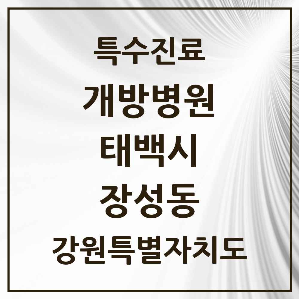 2025 강원특별자치도 태백시 장성동 개방병원 의원·병원 목록 1곳