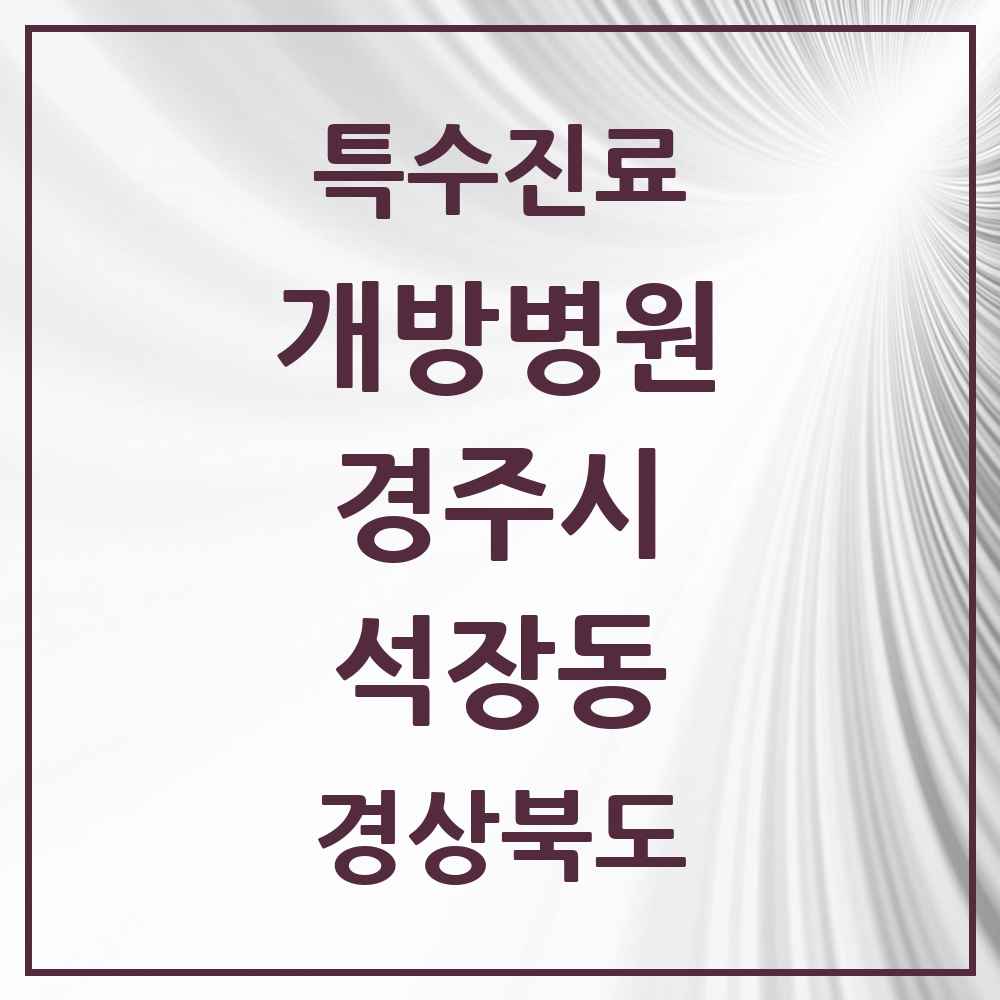2025 경상북도 경주시 석장동 개방병원 의원·병원 목록 1곳
