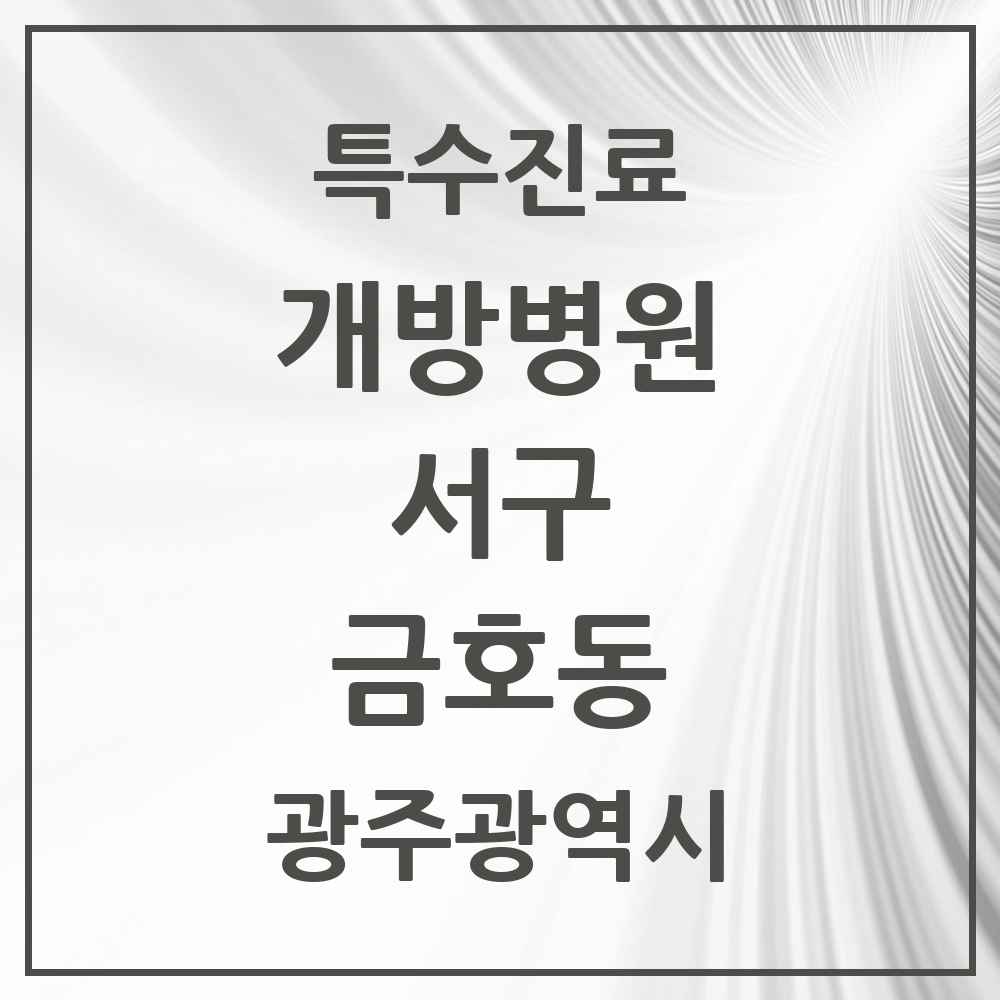 2025 광주광역시 서구 금호동 개방병원 의원·병원 목록 1곳