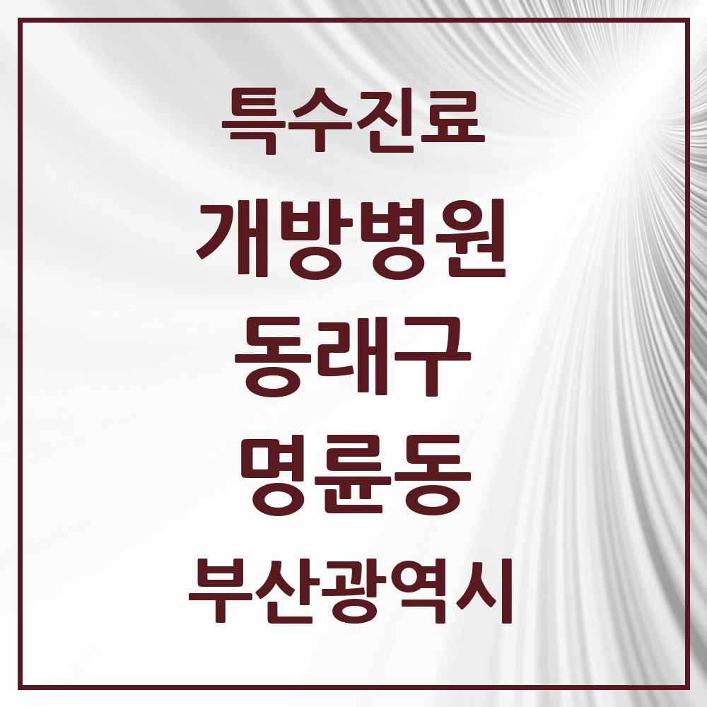 2025 부산광역시 동래구 명륜동 개방병원 의원·병원 목록 1곳