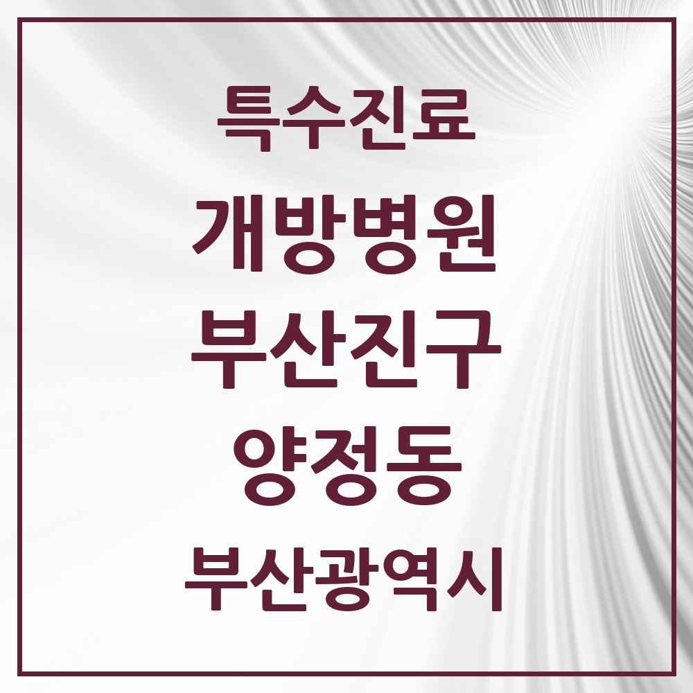 2025 부산광역시 부산진구 양정동 개방병원 의원·병원 목록 1곳