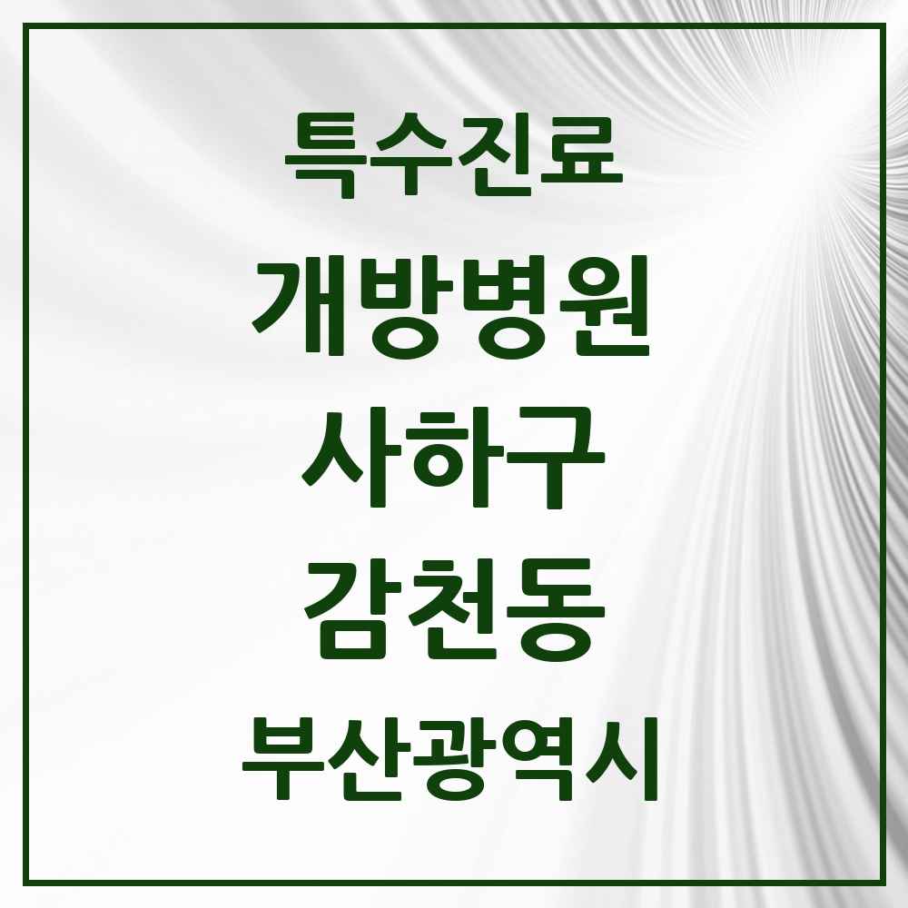 2025 부산광역시 사하구 감천동 개방병원 의원·병원 목록 1곳