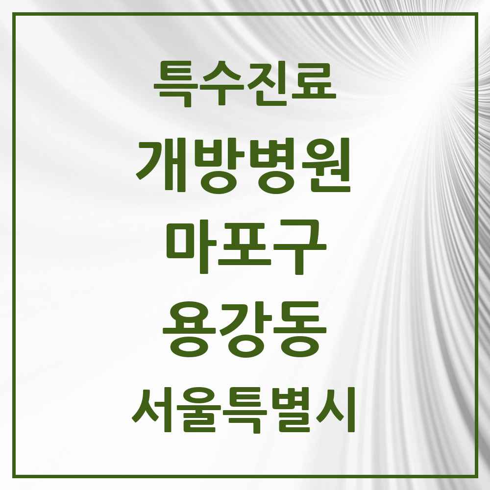 2025 서울특별시 마포구 용강동 개방병원 의원·병원 목록 1곳