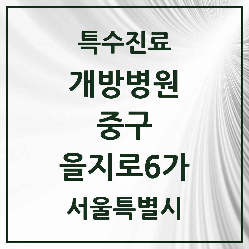 2025 서울특별시 중구 을지로6가 개방병원 의원·병원 목록 1곳