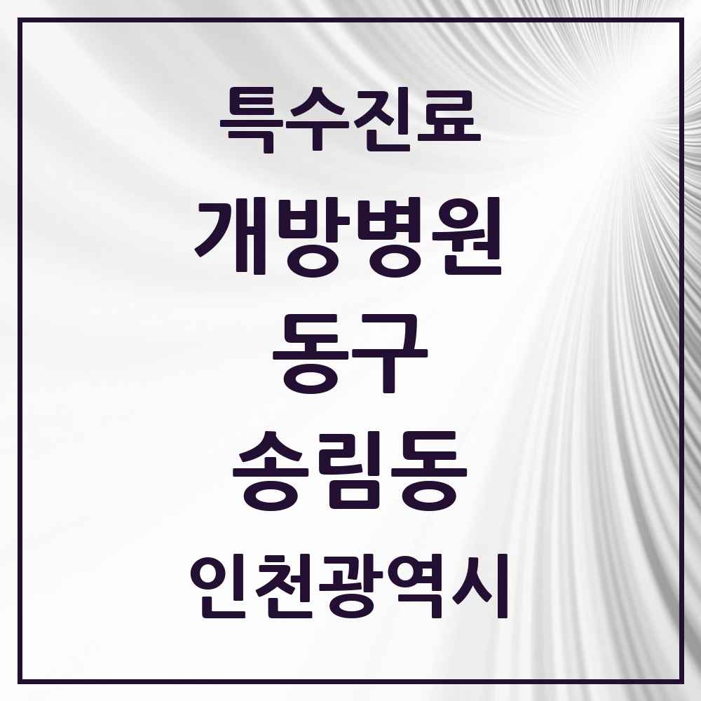 2025 인천광역시 동구 송림동 개방병원 의원·병원 목록 1곳