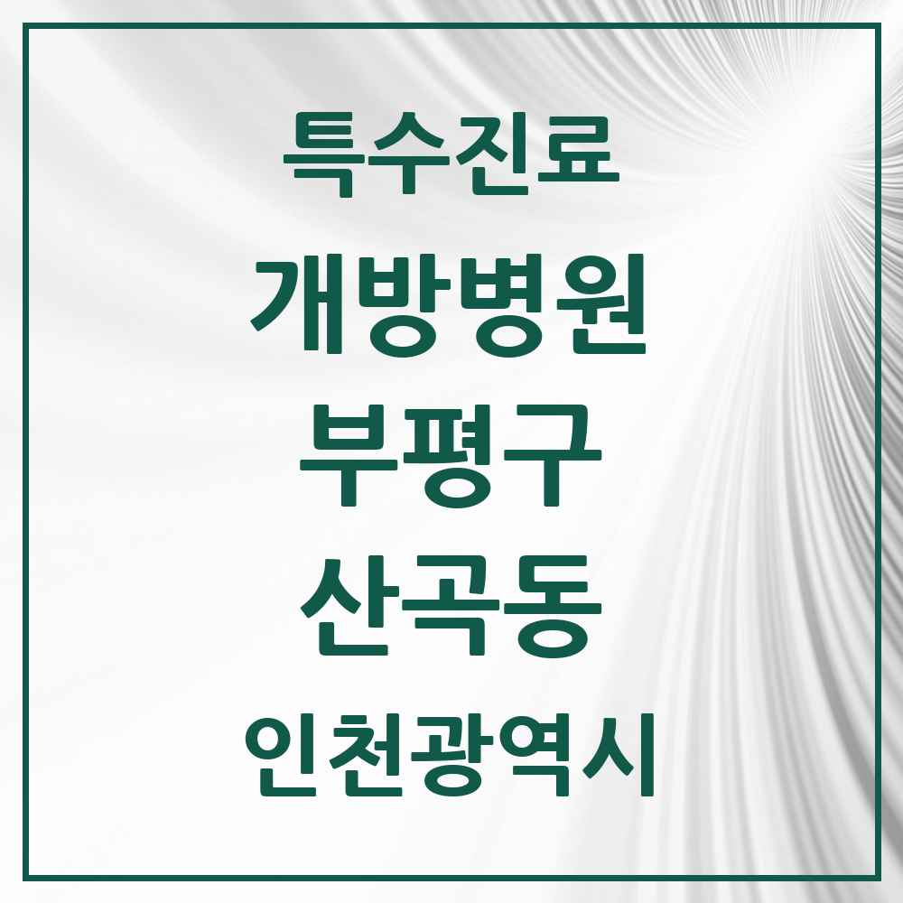 2025 인천광역시 부평구 산곡동 개방병원 의원·병원 목록 1곳