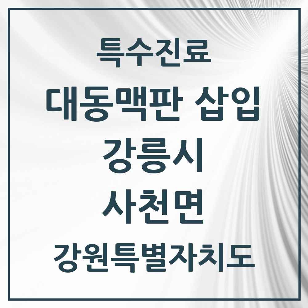 2025 강원특별자치도 강릉시 사천면 경피적 대동맥판삽입 TAVI 실시기관 의원·병원 목록 1곳