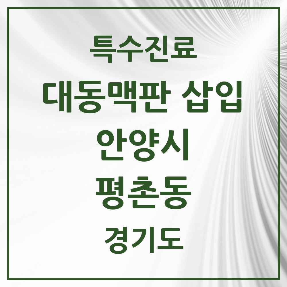 2025 경기도 안양시 평촌동 경피적 대동맥판삽입 TAVI 실시기관 의원·병원 목록 1곳