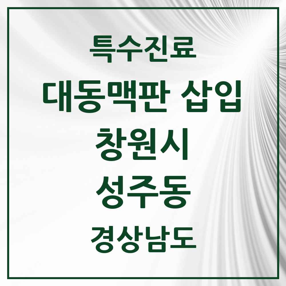 2025 경상남도 창원시 성주동 경피적 대동맥판삽입 TAVI 실시기관 의원·병원 목록 1곳