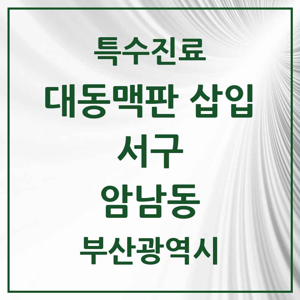 2025 부산광역시 서구 암남동 경피적 대동맥판삽입 TAVI 실시기관 의원·병원 목록 1곳