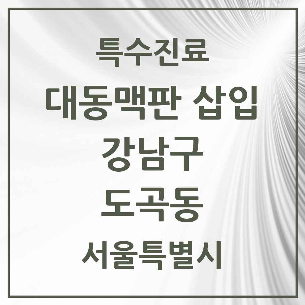 2025 서울특별시 강남구 도곡동 경피적 대동맥판삽입 TAVI 실시기관 의원·병원 목록 1곳