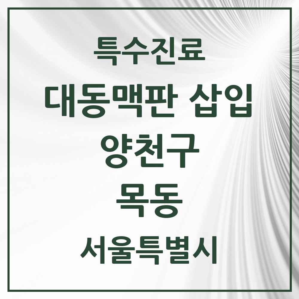 2025 서울특별시 양천구 목동 경피적 대동맥판삽입 TAVI 실시기관 의원·병원 목록 1곳