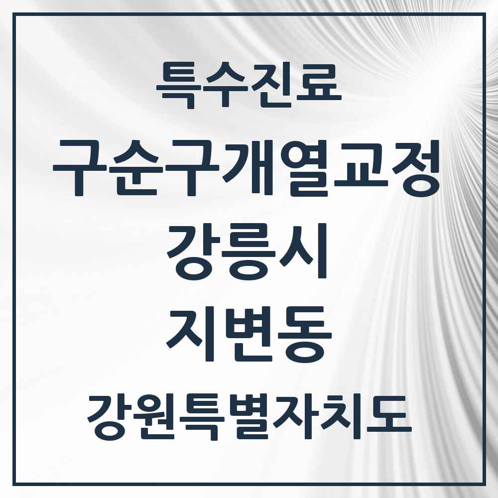 2025 강원특별자치도 강릉시 지변동 구순구개열 등 치과교정 및 악정형 치료 실시기관 의원·병원 목록 1곳
