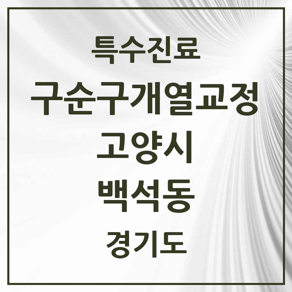 2025 경기도 고양시 백석동 구순구개열 등 치과교정 및 악정형 치료 실시기관 의원·병원 목록 1곳