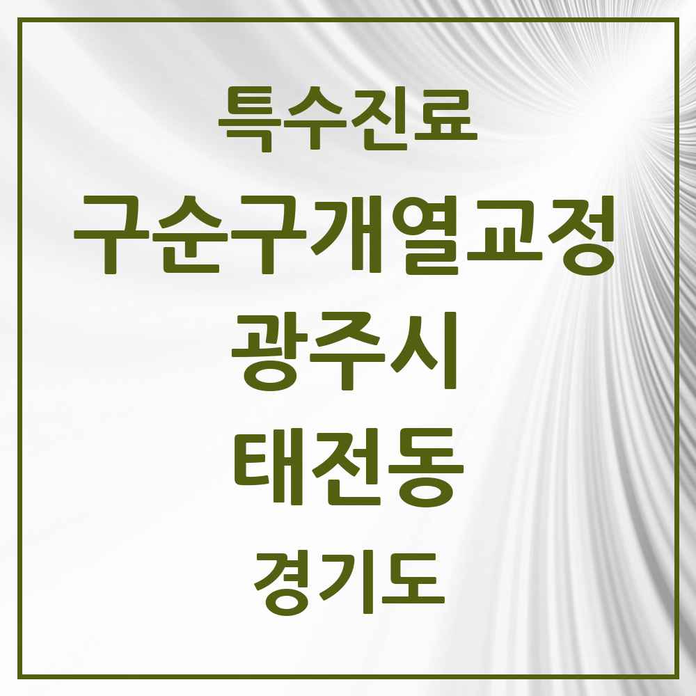 2025 경기도 광주시 태전동 구순구개열 등 치과교정 및 악정형 치료 실시기관 의원·병원 목록 1곳