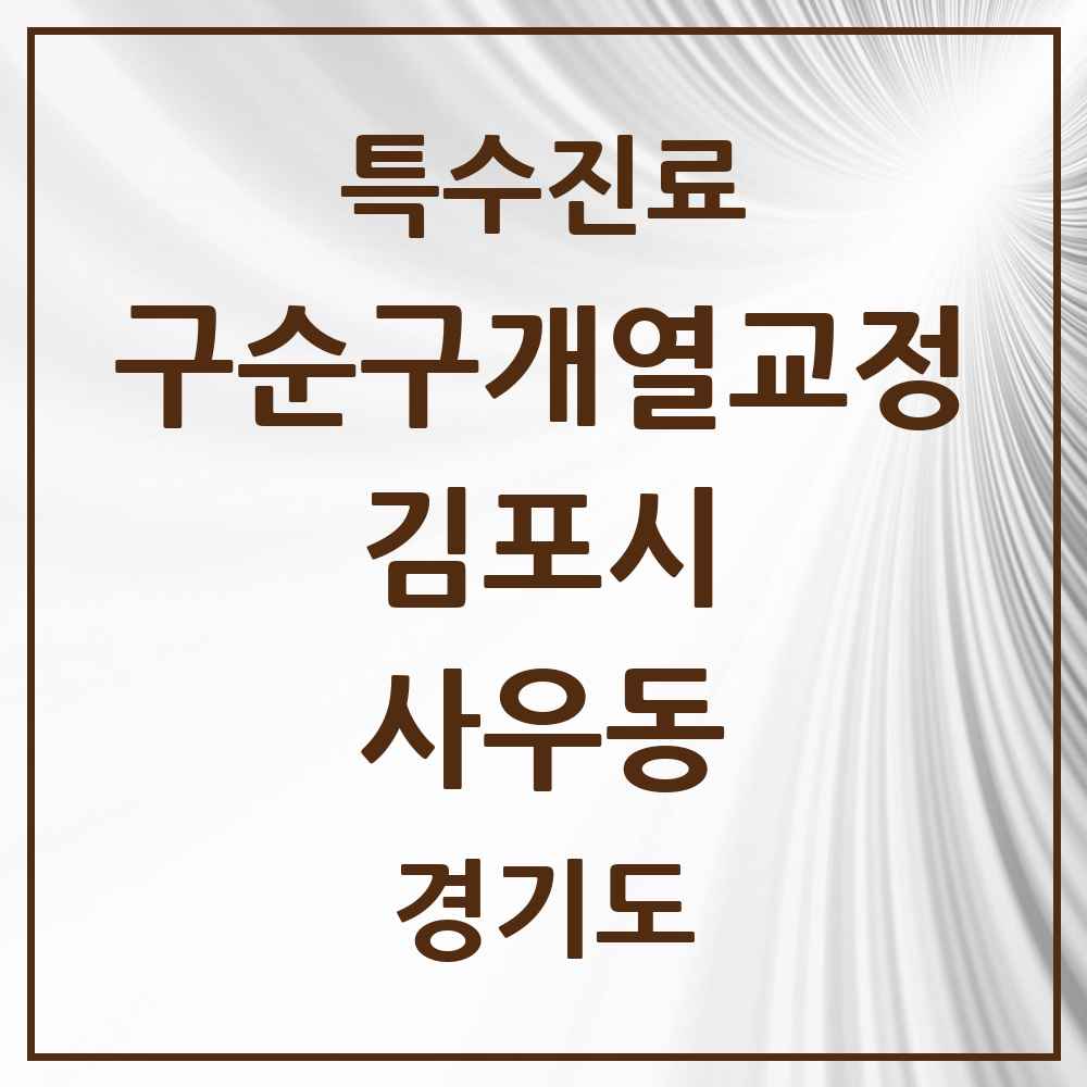 2025 경기도 김포시 사우동 구순구개열 등 치과교정 및 악정형 치료 실시기관 의원·병원 목록 1곳