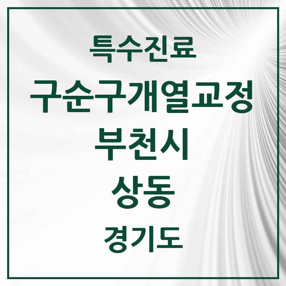 2025 경기도 부천시 상동 구순구개열 등 치과교정 및 악정형 치료 실시기관 의원·병원 목록 1곳