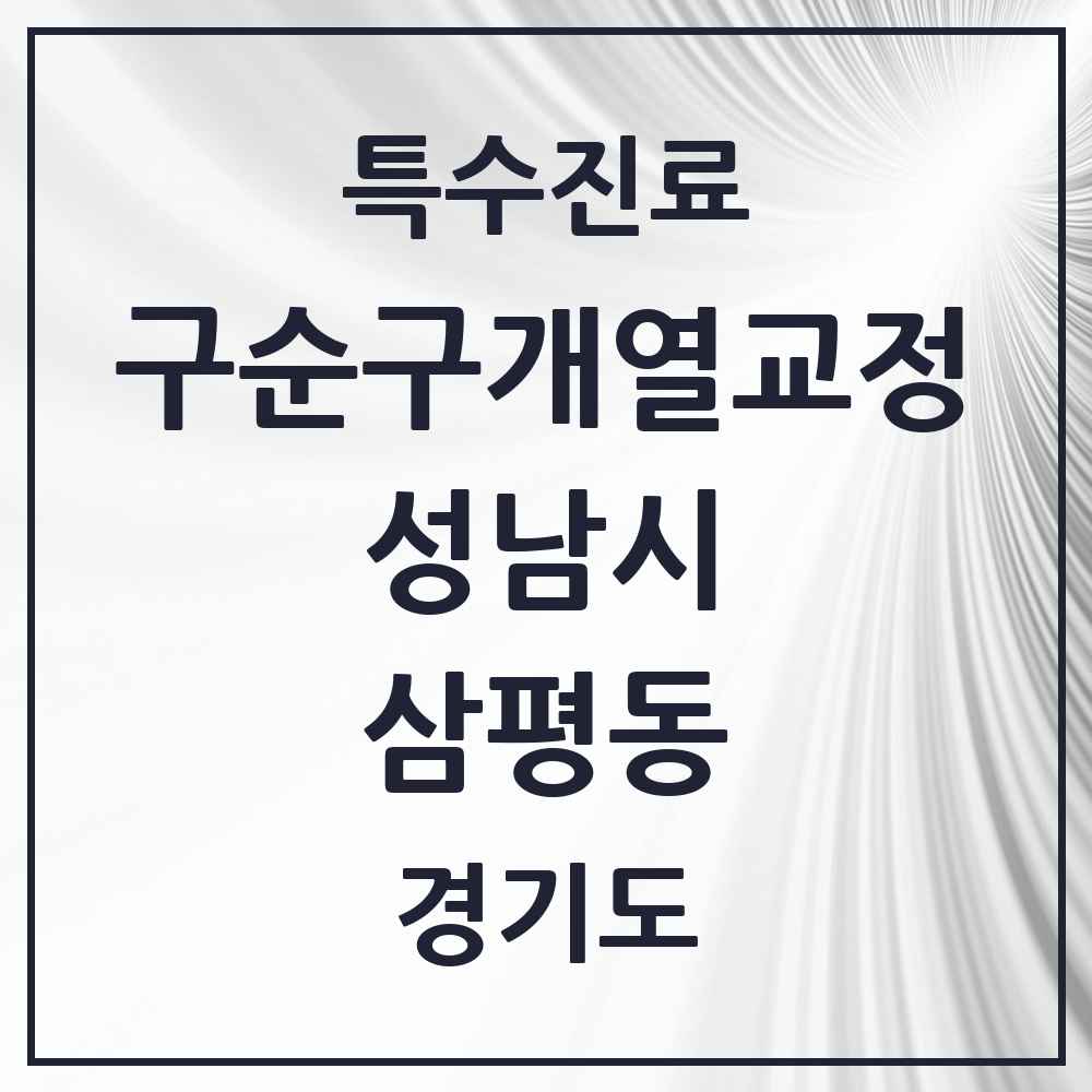 2025 경기도 성남시 삼평동 구순구개열 등 치과교정 및 악정형 치료 실시기관 의원·병원 목록 1곳