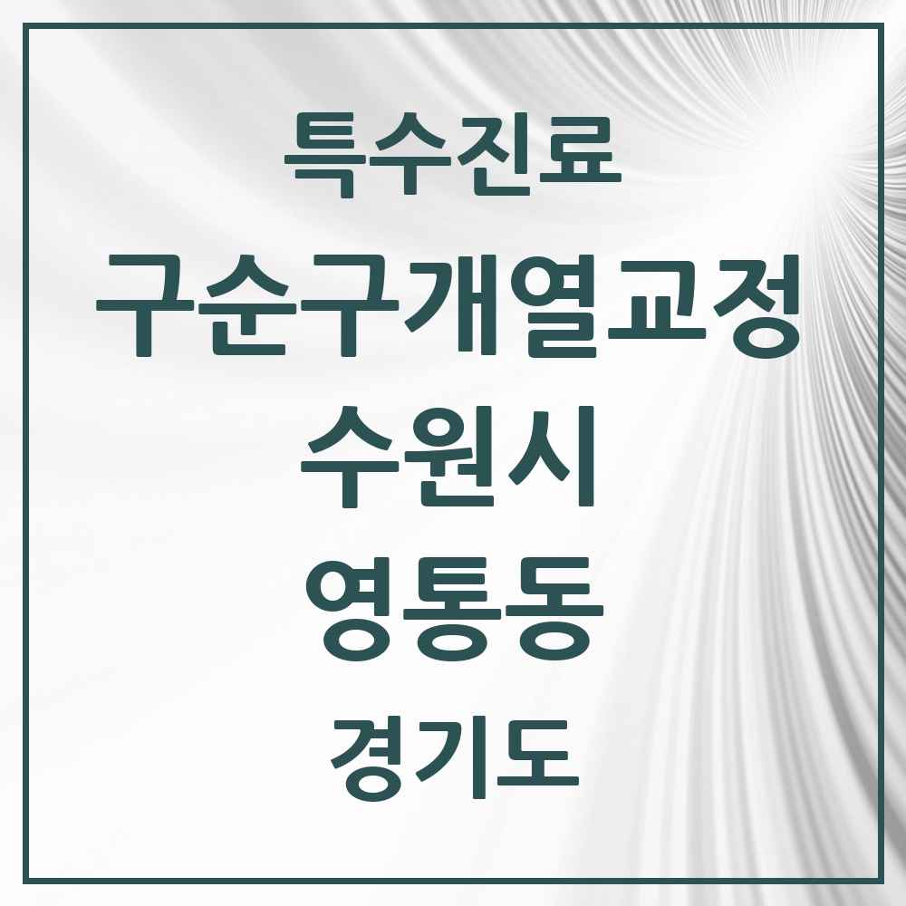 2025 경기도 수원시 영통동 구순구개열 등 치과교정 및 악정형 치료 실시기관 의원·병원 목록 1곳