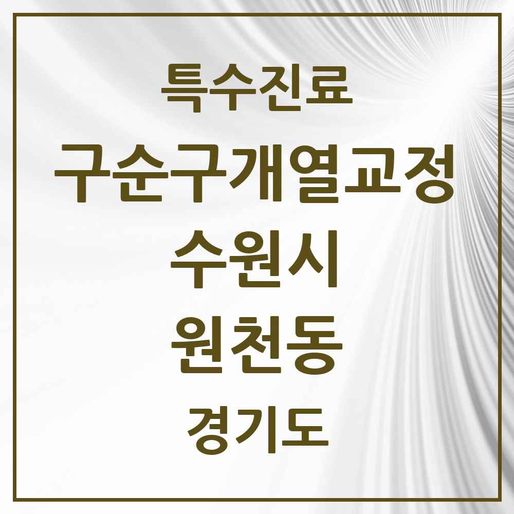 2025 경기도 수원시 원천동 구순구개열 등 치과교정 및 악정형 치료 실시기관 의원·병원 목록 1곳