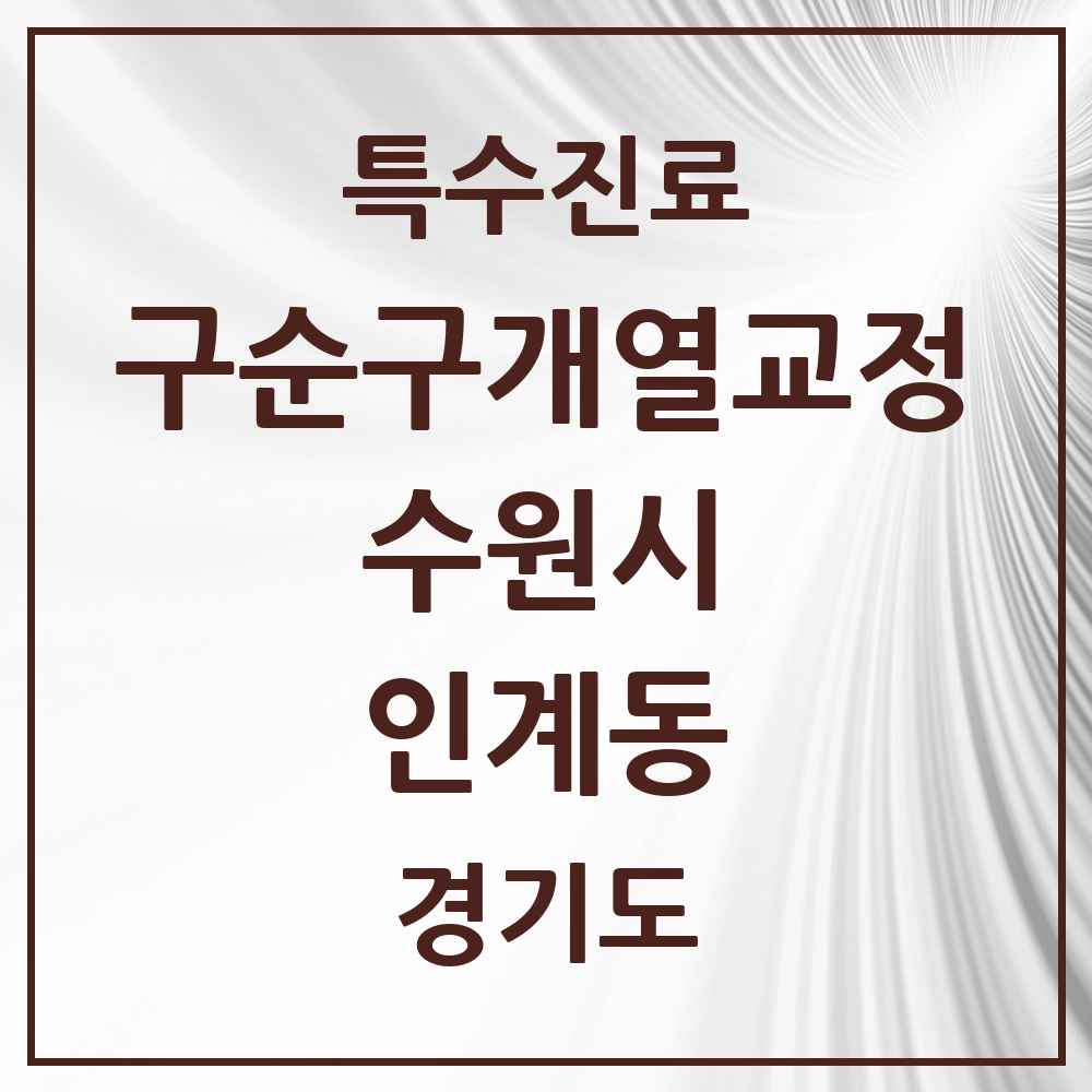 2025 경기도 수원시 인계동 구순구개열 등 치과교정 및 악정형 치료 실시기관 의원·병원 목록 3곳